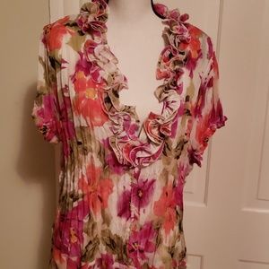 SUNNY LEIGH  SHEER FLORAL BLOUSE